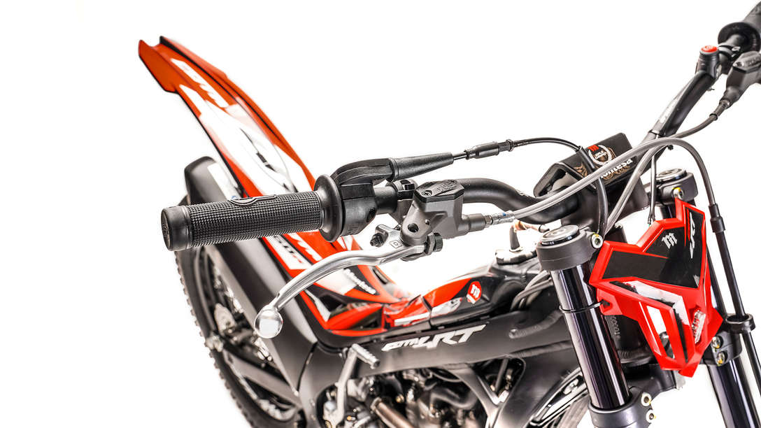 Close up of front three-quarter facing Honda Montesa Cota 4RT 260R.