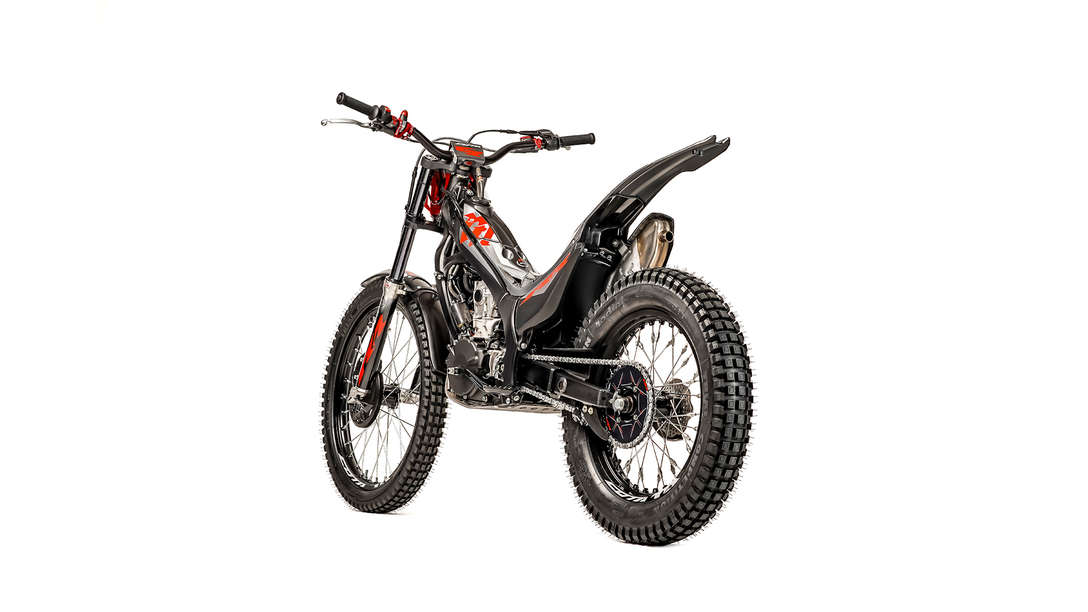 Rear three-quarter facing Honda Montesa Cota 4RT 301RR, left side view.