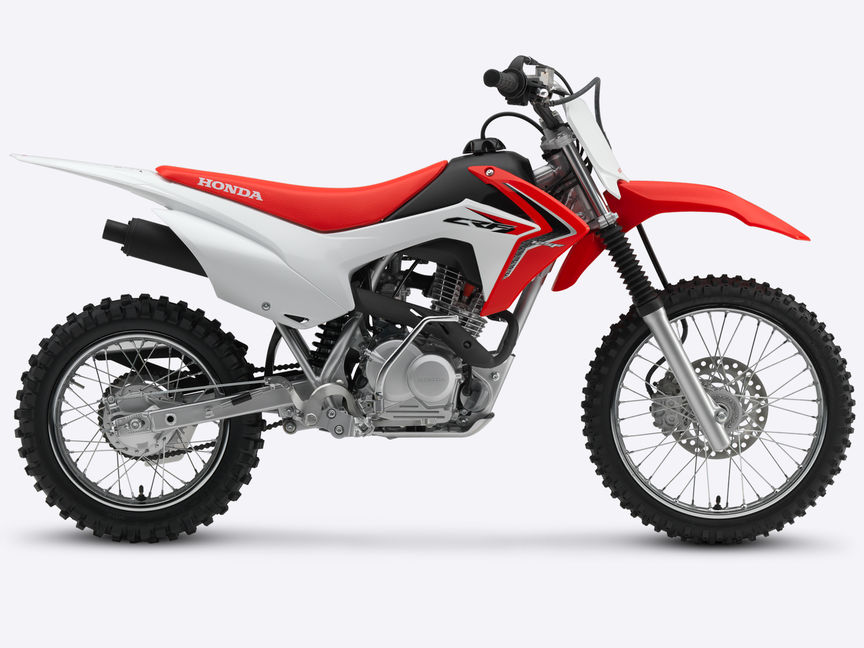 Side on, right-facing red CRF125F.