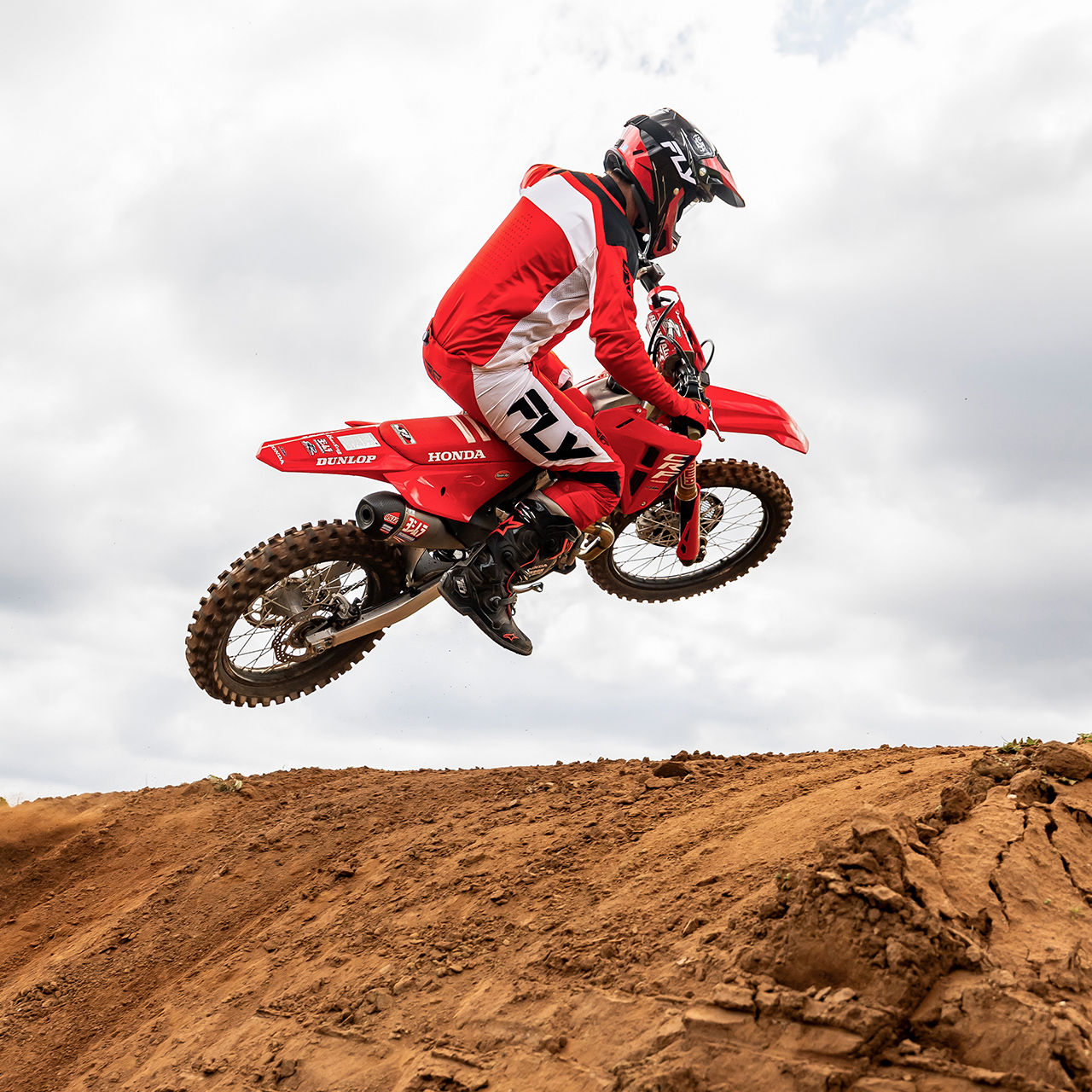 CRF450R on track with motorcross rider