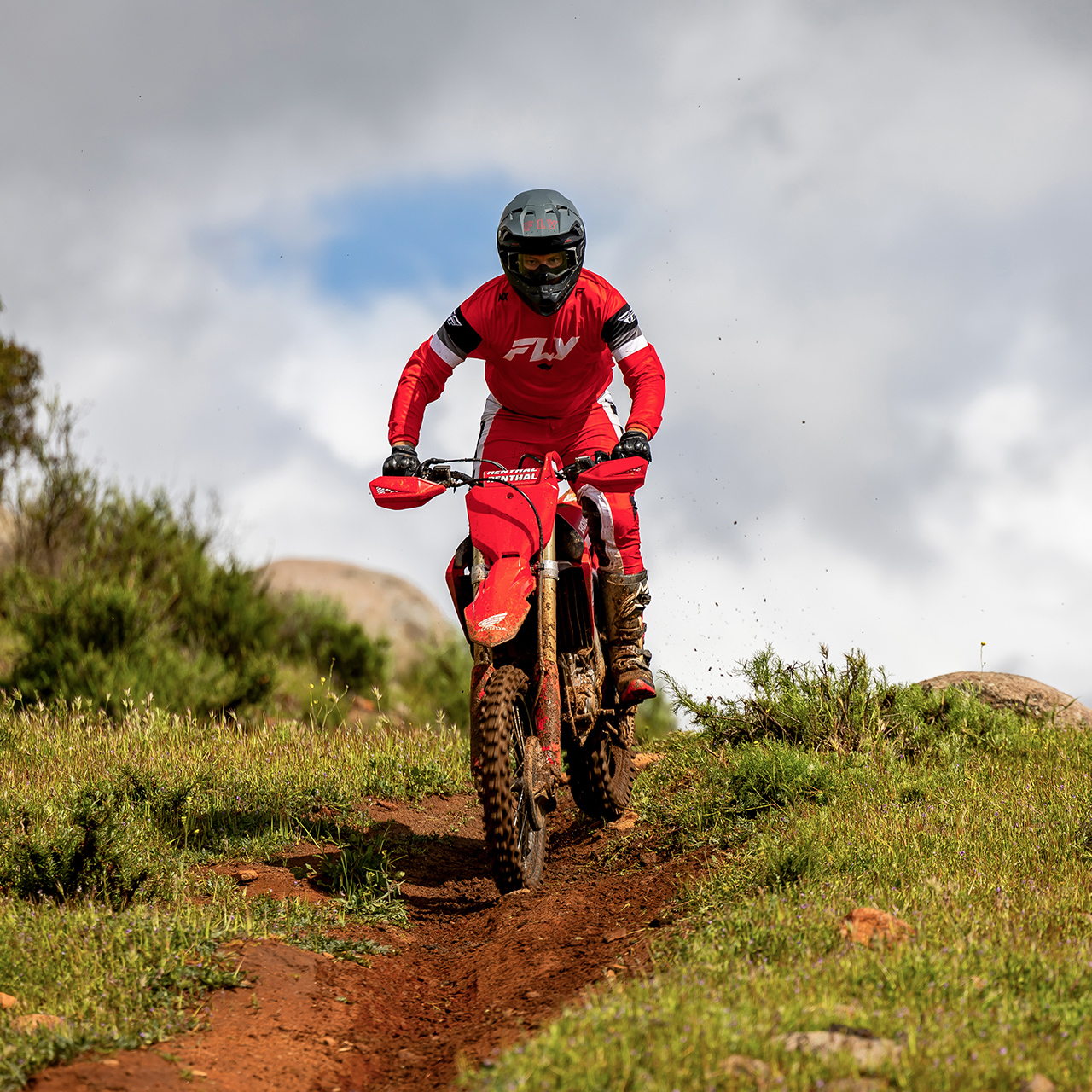 CRF450R on track with motorcross rider