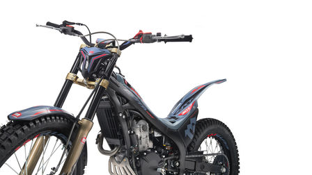 Honda Montesa Cota 301RR 3 quarter front left side zoom in Sonic Grey model