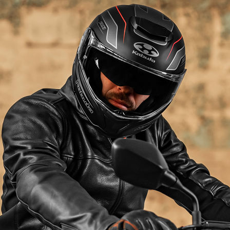 Honda Kabuto helmet, Ibuki - Envoy Flat Black - CB650F, front face, on the head of a biker