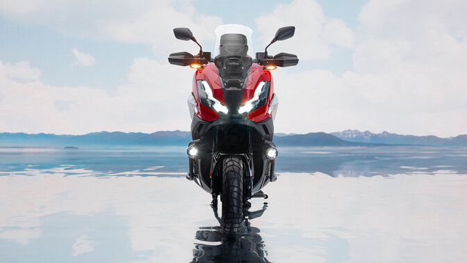 Front facing Honda ADV350 in coastal location. 