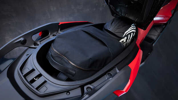 Close up of Honda ADV350 storage compartment.