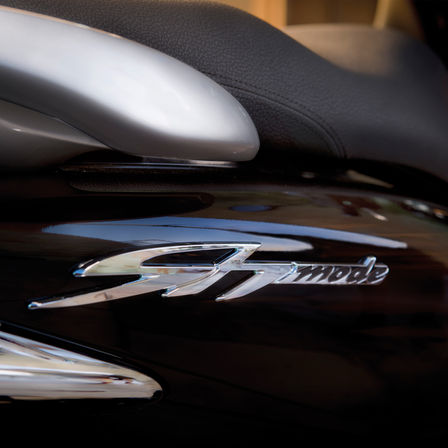Close-up of SH Mode logo.