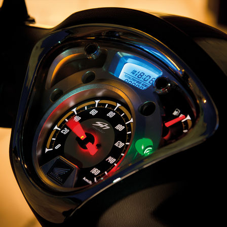 Close-up of speedometer.