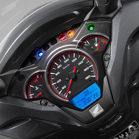 Close up of Honda SH300i digital meter.