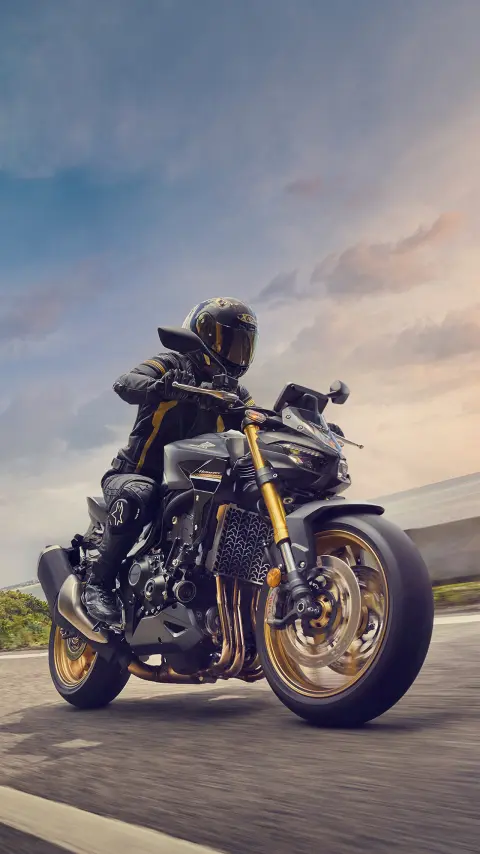 Man riding bike on a bend