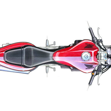 Top view of design sketches from Honda Hornet.