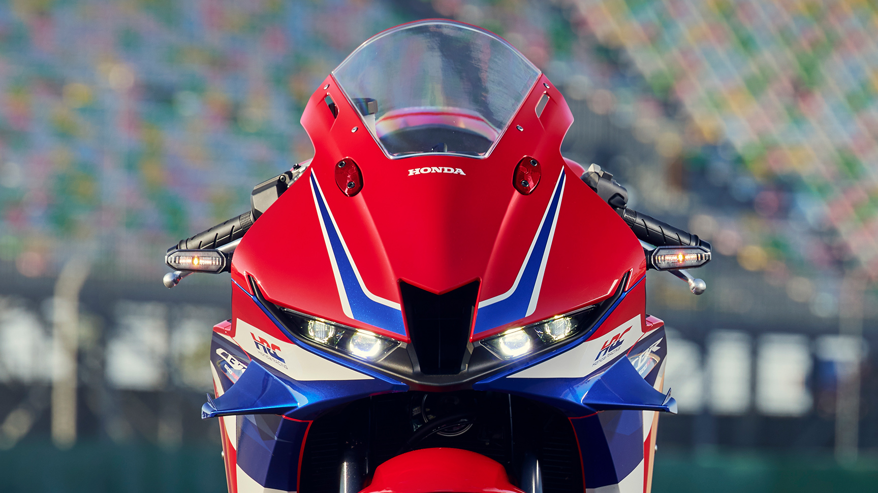 CBR600RR close-up detail of HRC logo.