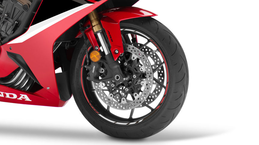 CBR650R, studio shot, focus on radial mount brake calipers