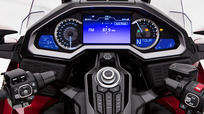 Close-up of Honda Gold Wing instrument panel.