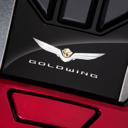 Close up of Honda Gold Wing badge.
