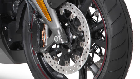 Close up of Honda Gold Wing Dual-Combined Braking System.