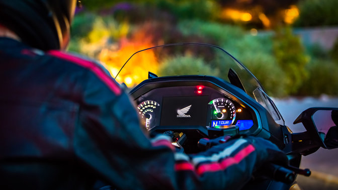 Close-up of Honda Gold Wing instrument panel.