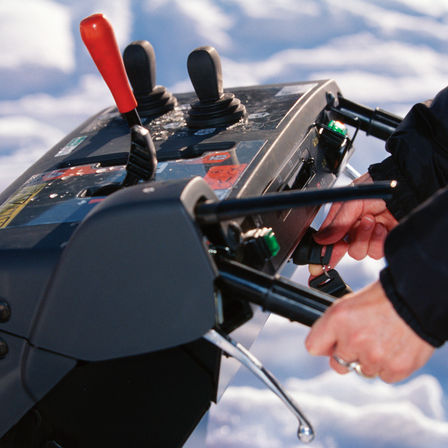 Close up of snowthrower equipment.