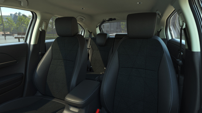 Black Synthetic Leather & Fabric