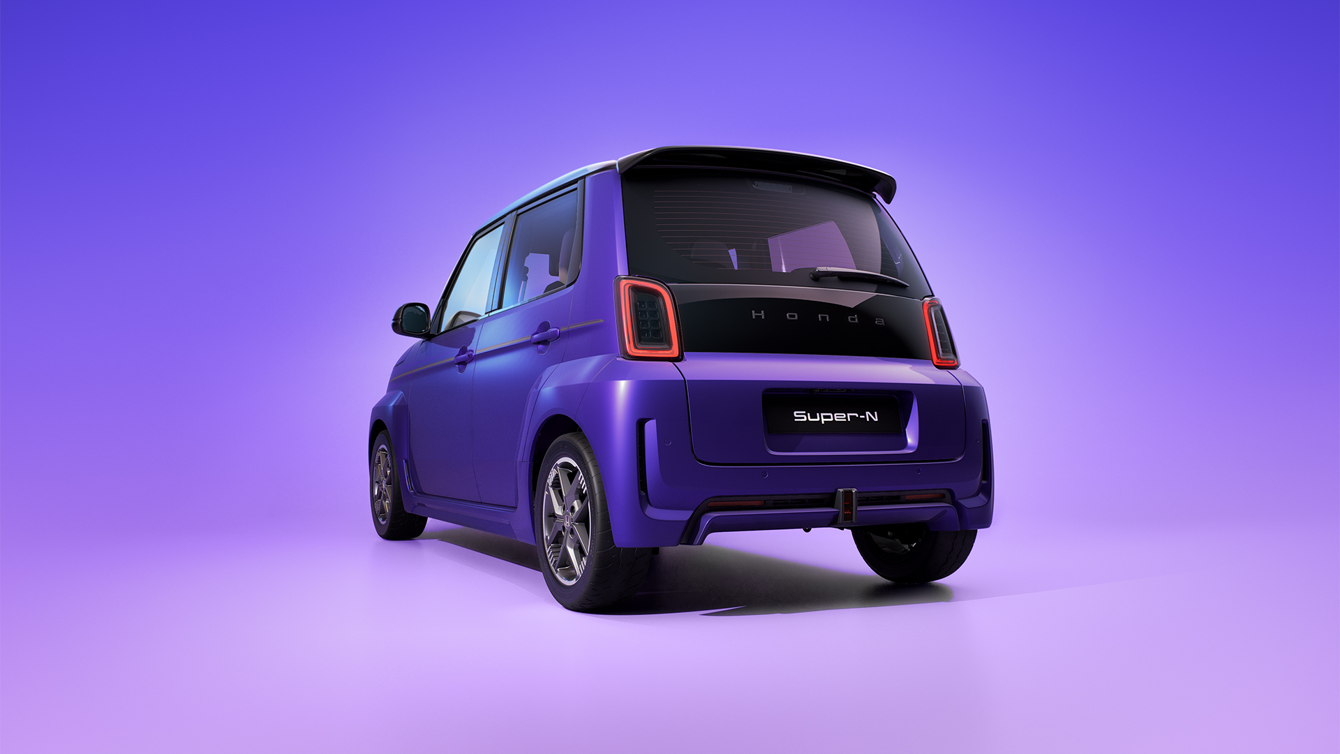 Purple Super-N rear 3/4 facing in purple with a black roof