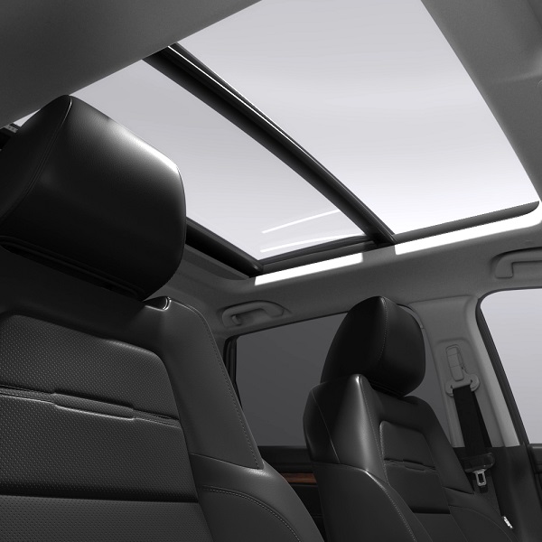 Interior shot of the CR-V Hybrid showing the power glass roof