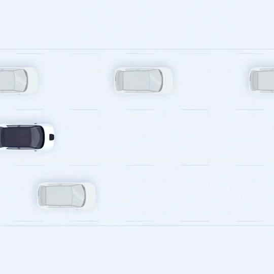 a top view of the Honda e demonstrating the adaptive cruise control feature. 