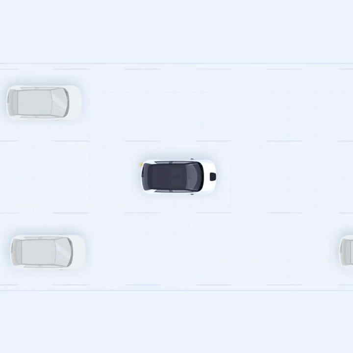 A top view of the Honda e demonstrating the blind spot warning feature. 