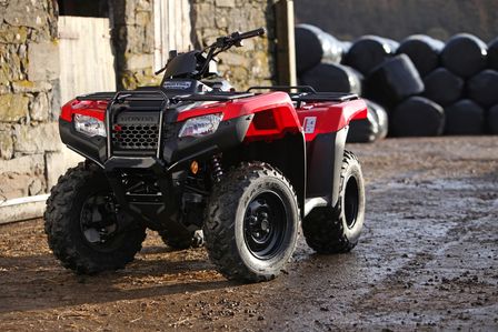 Red Honda TRX420 Fourtrax Quad Bike Front View