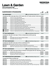Lawn and Garden Price List