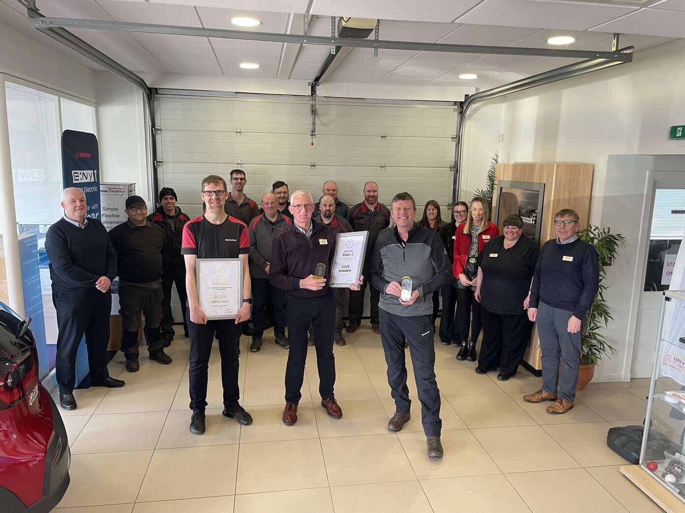 Honda Retailer - Ewens of Cornhill - Aftersales winners with their 2024 Yushu award