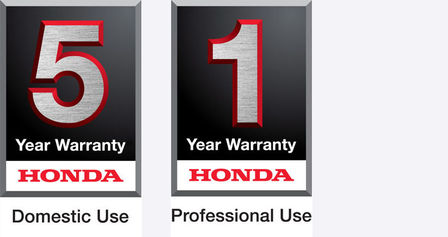5 year domestic use warranty logo and 1 year professional use warranty logo.