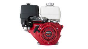 Honda GX390 industrial engine, side on, studio shot.