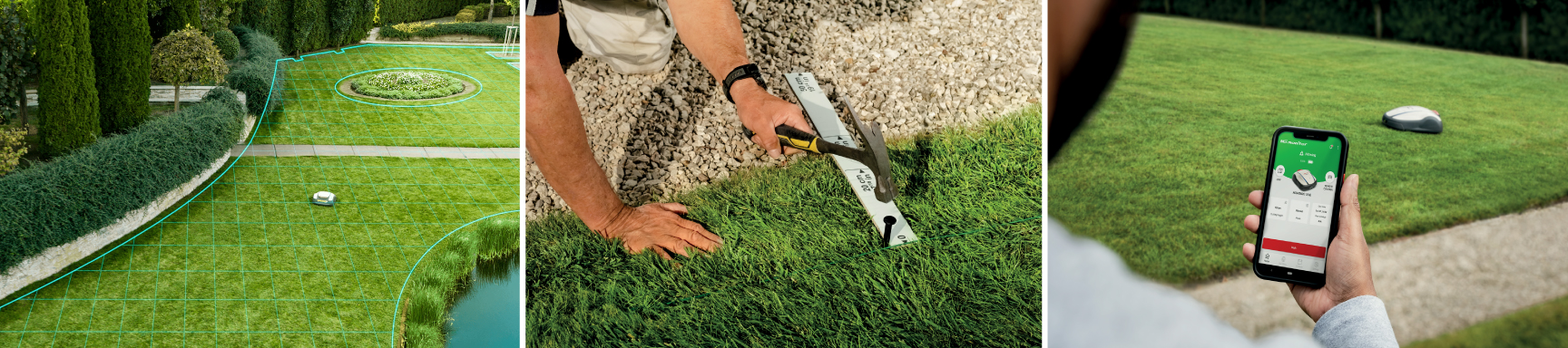 Complex garden shape and boundary wire installation and app schedule setup 