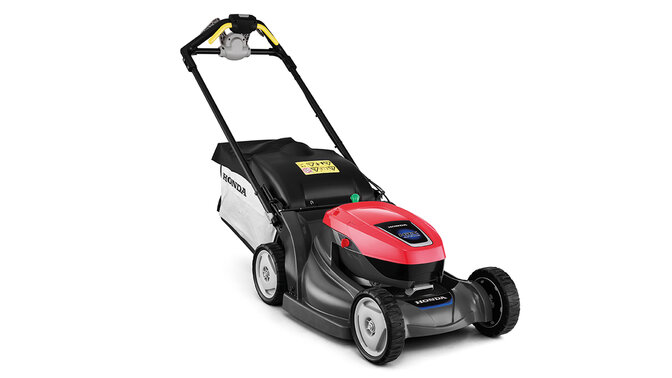 Honda HRX Cordless battery lawn mower on a white background