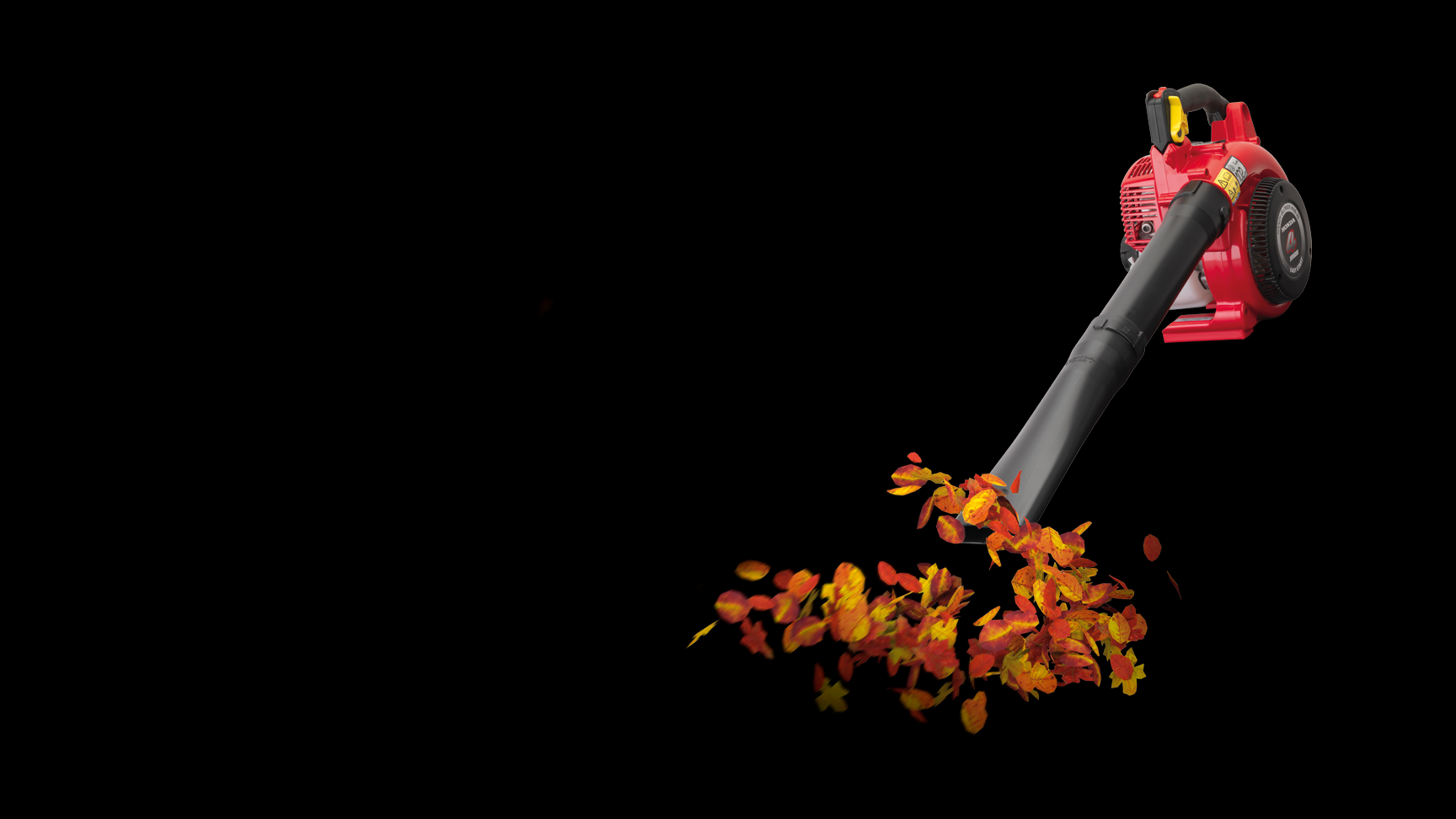 Honda Petrol Leaf blower on black background with leaves