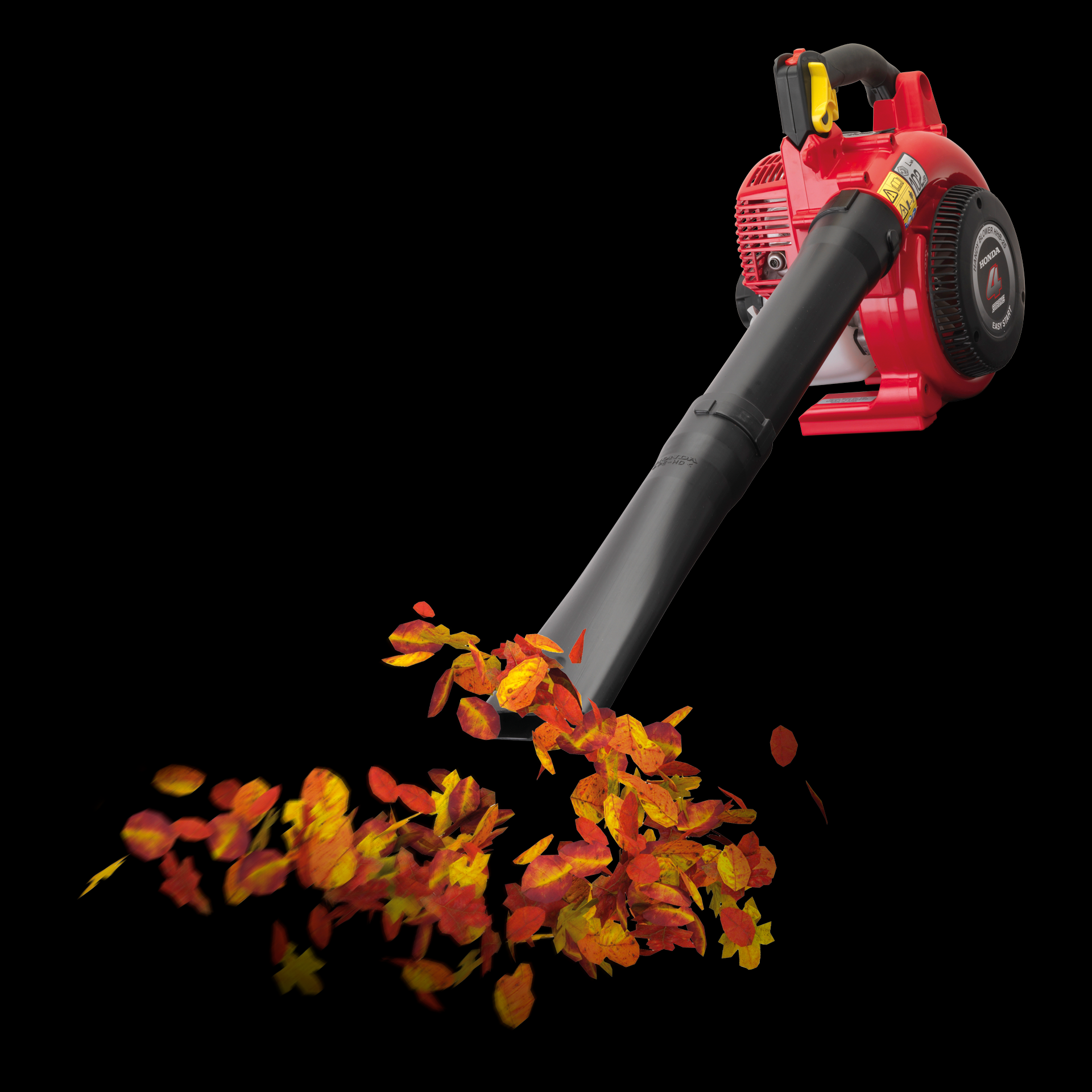 Honda Petrol Leaf blower on black background with leaves