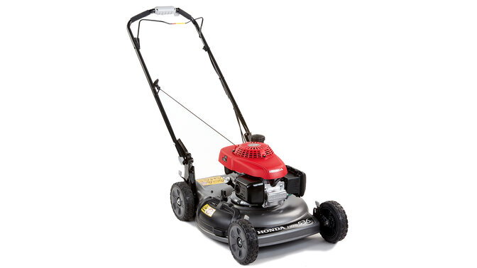 Honda HRS petrol lawn mower on a white background