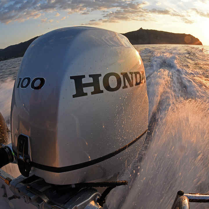 Honda marine outboard engine on a Ranieri boat