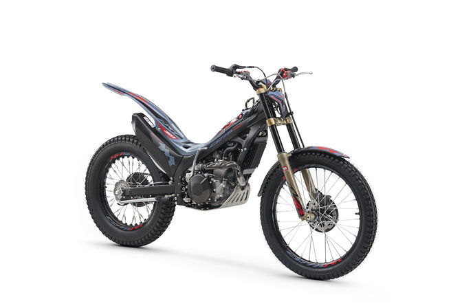 Honda Montesa Cota 301RR 3 quarter front left side Fighting Red and Sonic Grey