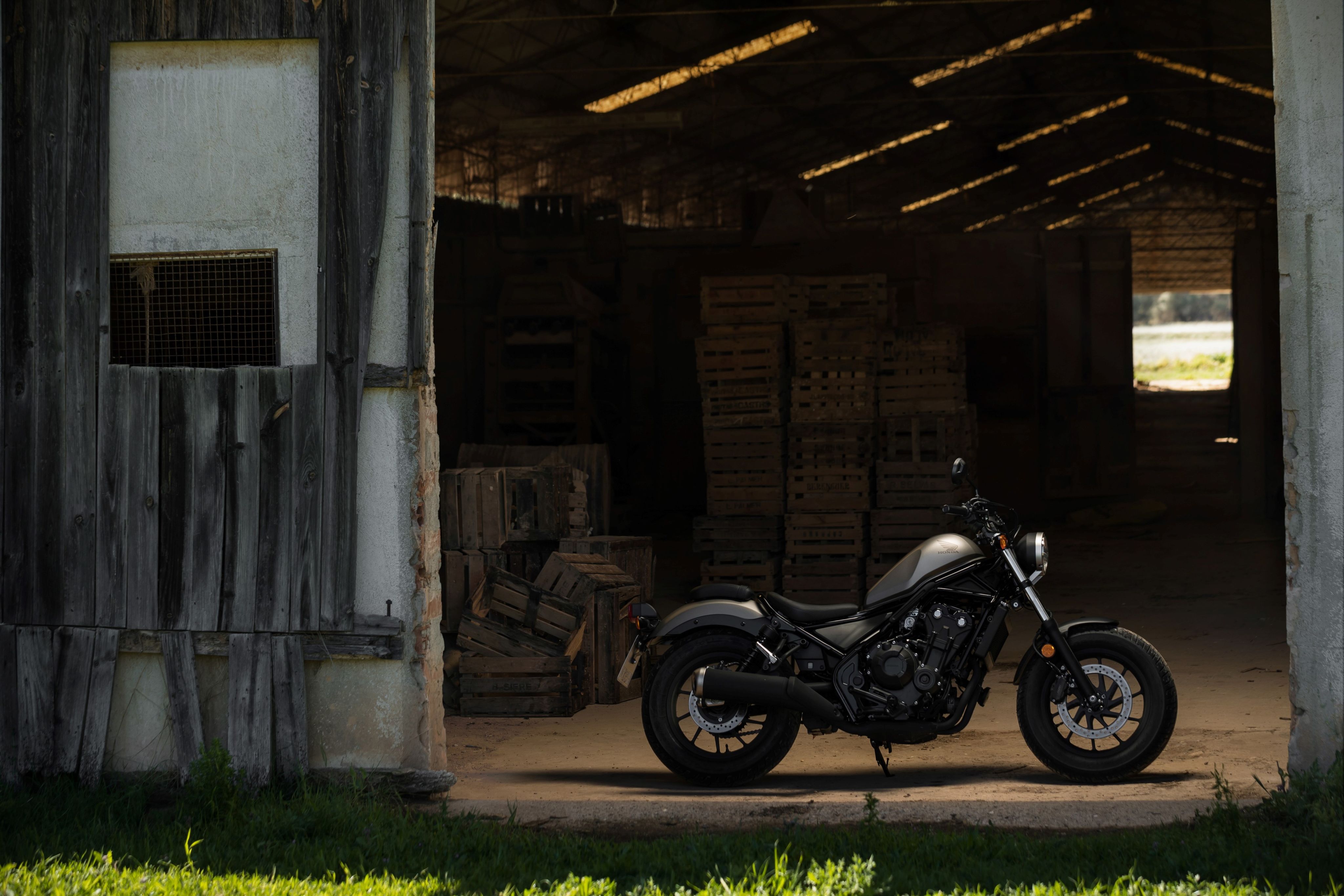 Motorcycle parked in garage