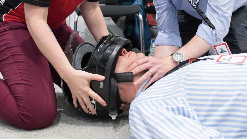 Motorcycle safety accident helmet head neck injury