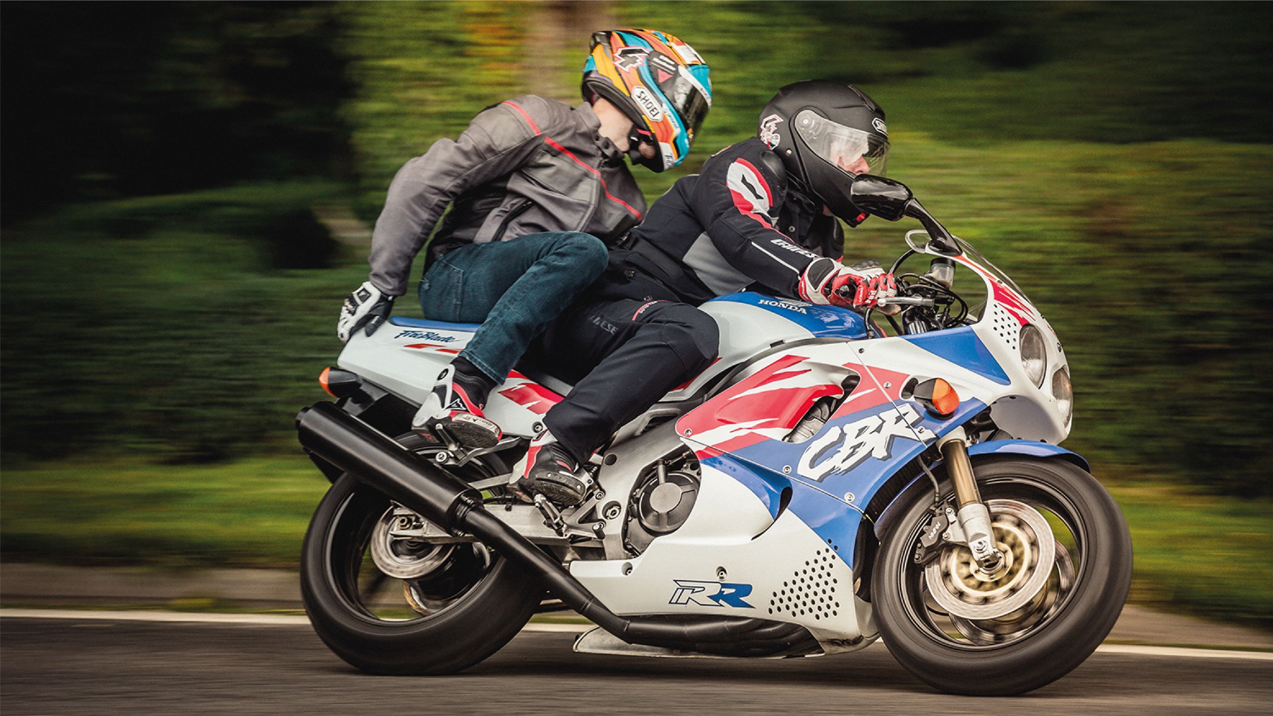 dan linfoot riding pillion on his dads honda fireblade