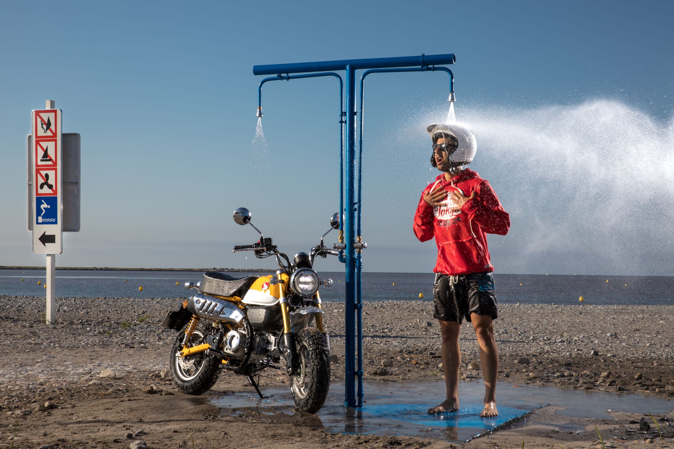 Jet washing a motorcycle