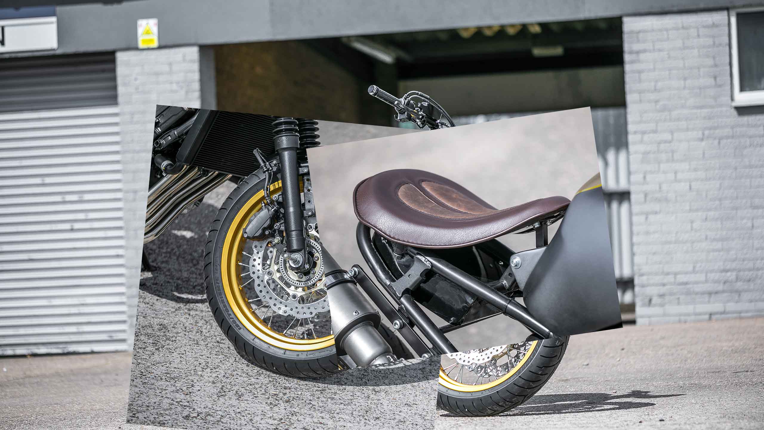 Honda custom motorcycle seat detail
