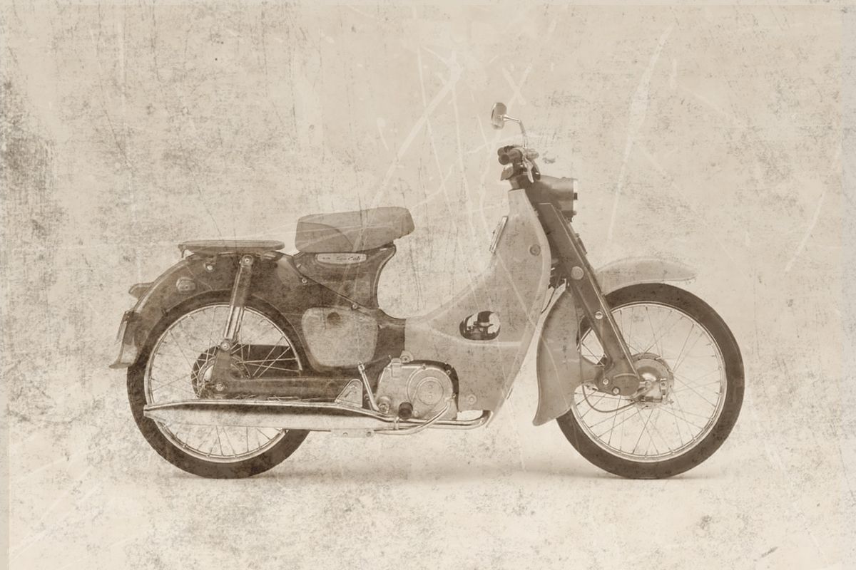 vintage super cub honda engine room