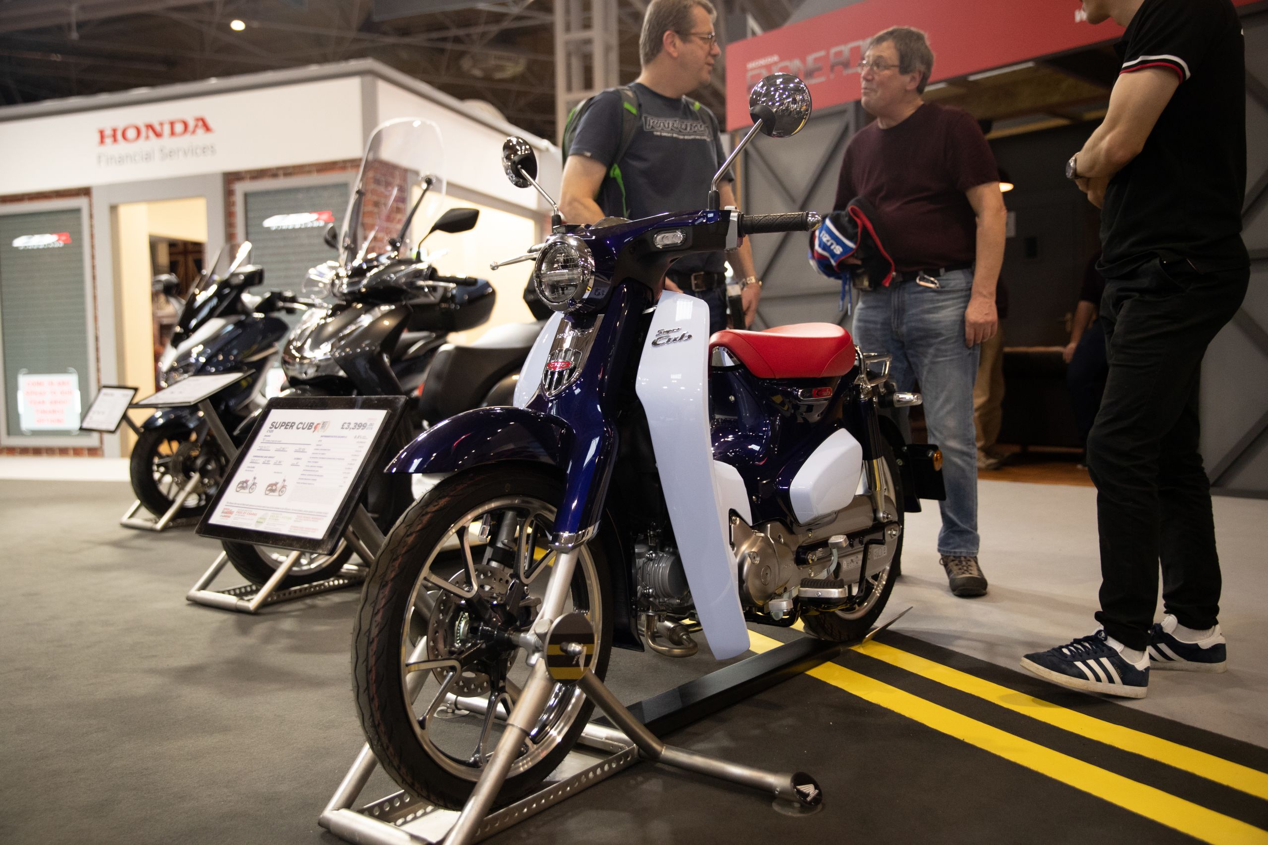 Honda Super Cub on stand at Motorcycle Live 2019 at the Birmingham NEC