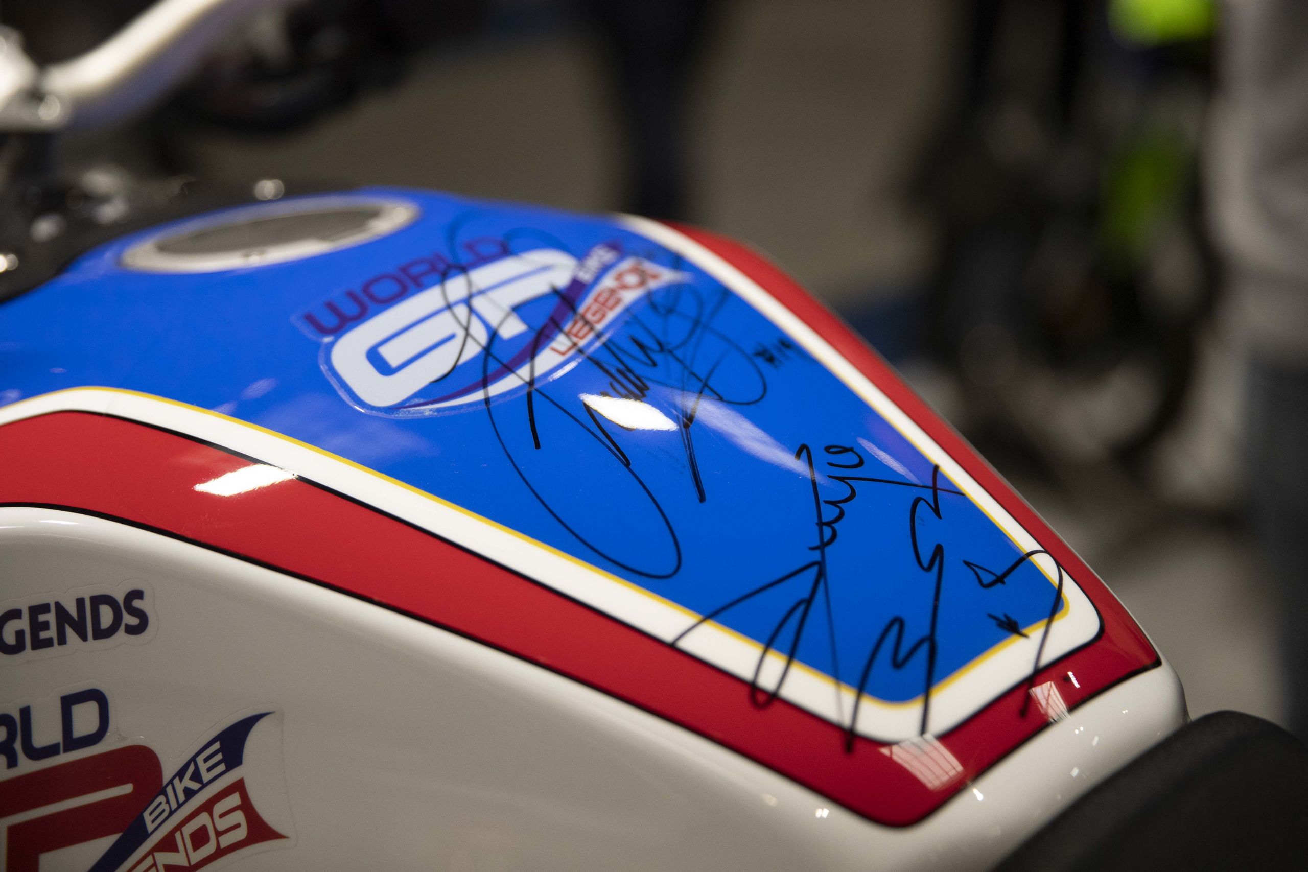 Close up of signatures on the hand signed Honda CB1000R Silverstone