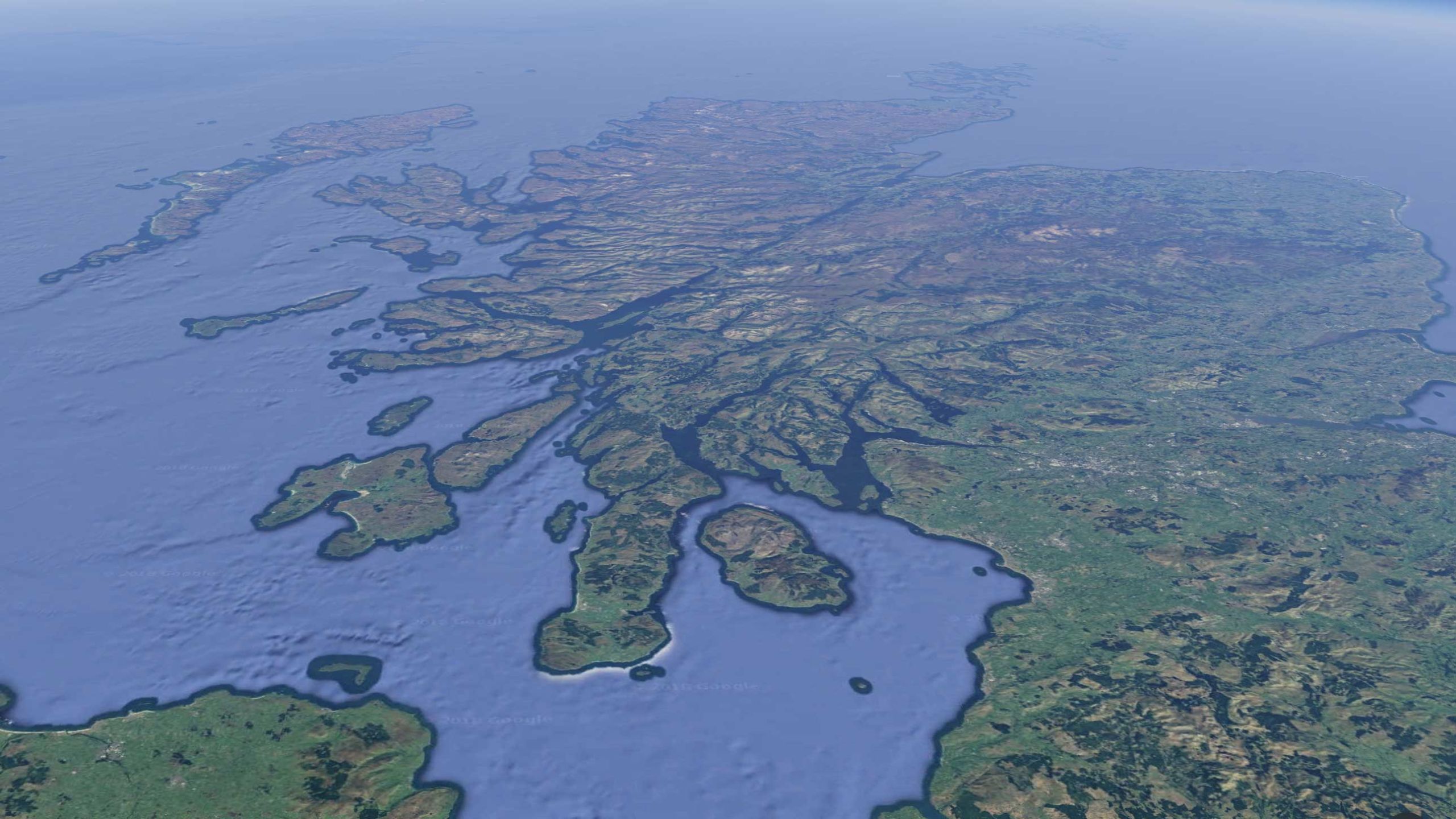 Satellite map of Scotland