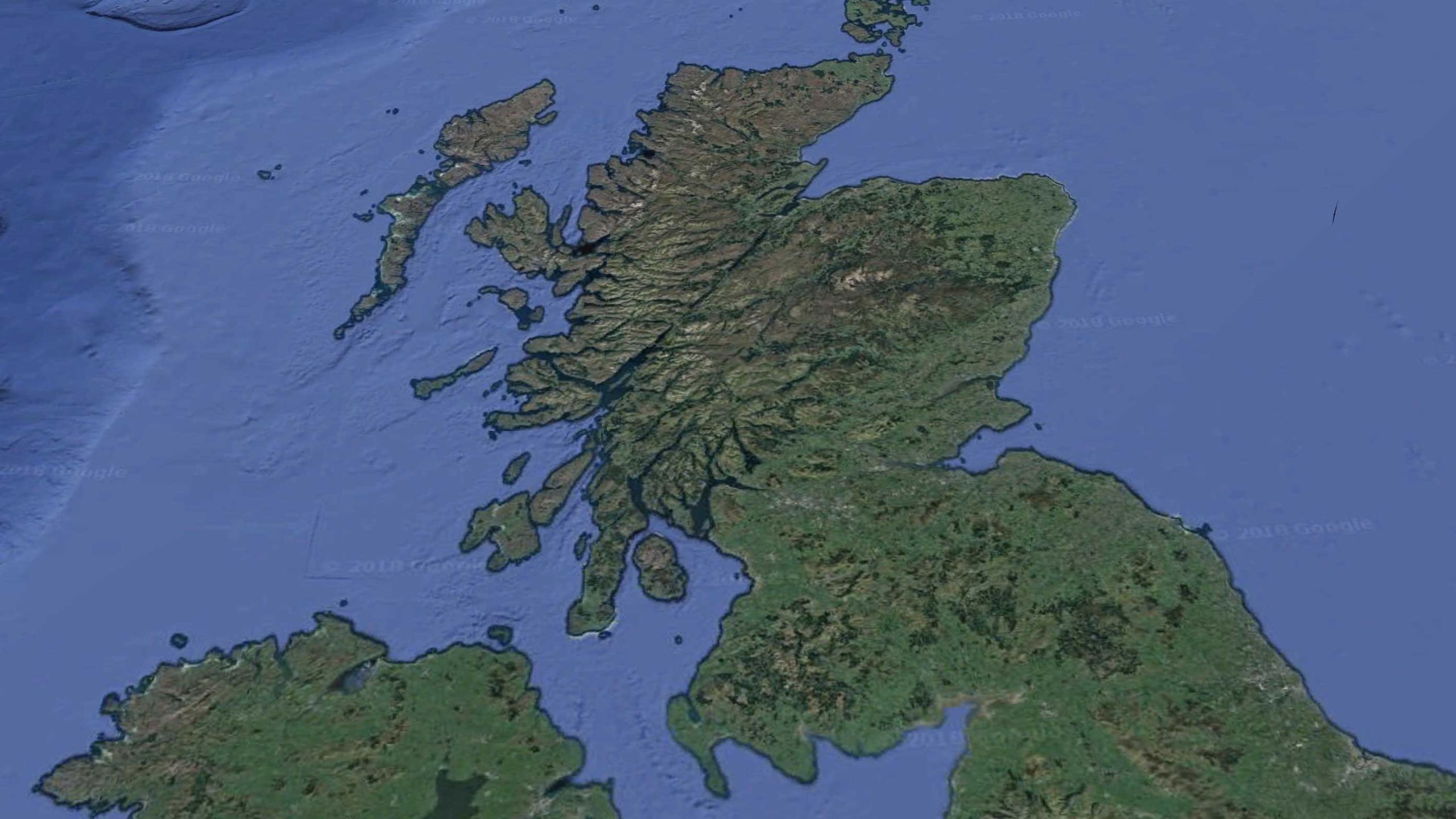 Satellite map of Scotland