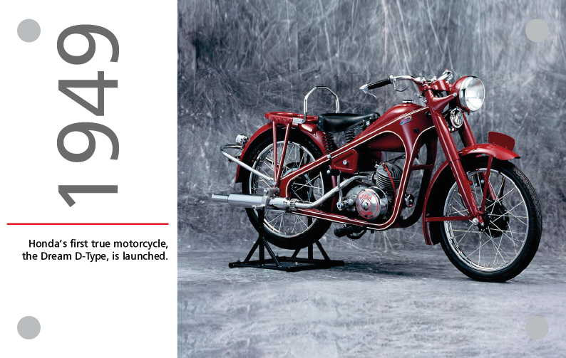 1949 honda's first true motorcycle the dream d-type is launched