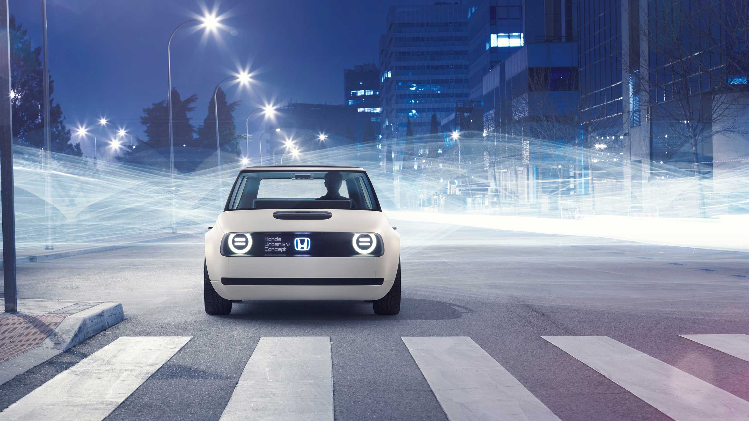 Honda urban EV electric car concept at zebra crossing